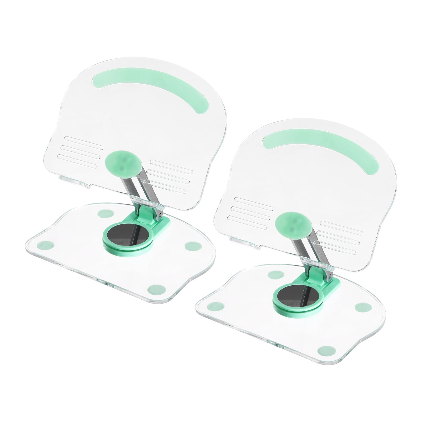 Unique Bargains - 2pcs Acrylic Tablet Stand, Adjustable Foldable Portable Clear with 360 Degree Rotating Base for Desk Home Office - Green