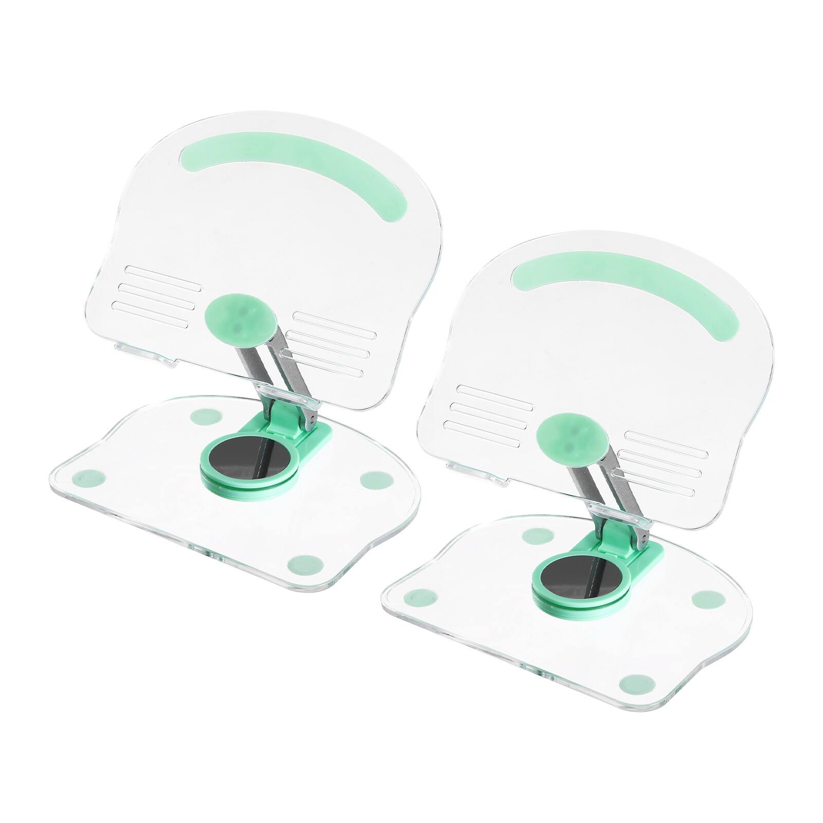 Front. Unique Bargains - 2pcs Acrylic Tablet Stand, Adjustable Foldable Portable Clear with 360 Degree Rotating Base for Desk Home Office - Green.