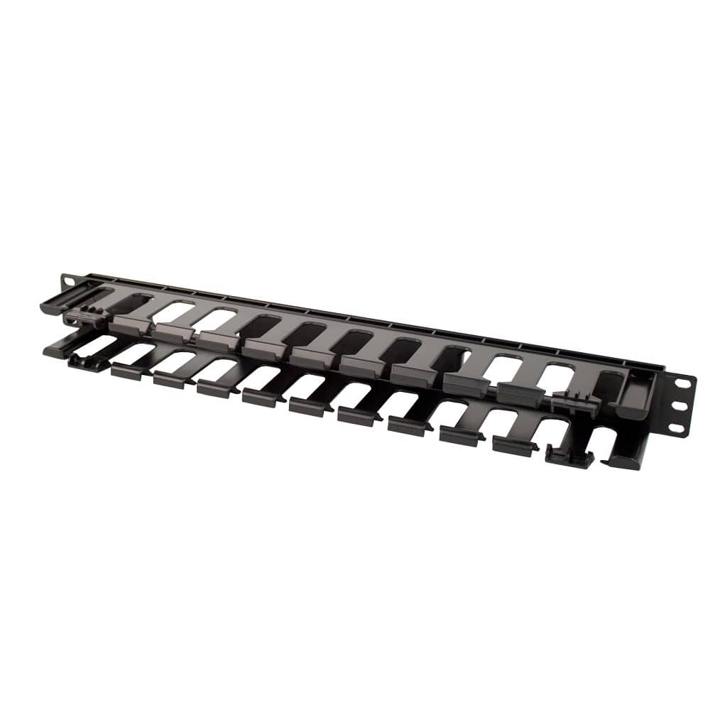 RackSolutions - 1U Horizontal Plastic Cable Duct With Cover (3.5in Deep) - Black