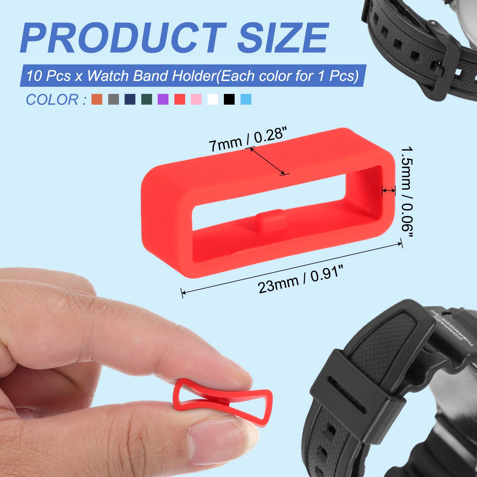 PRODUCT SIZE  
10 Pcs x Watch Band Holder (Each color for 1 Pcs)  
COLOR: 7mm / 0.28"  
1.5mm / 0.06"  
23mm / 0.91"