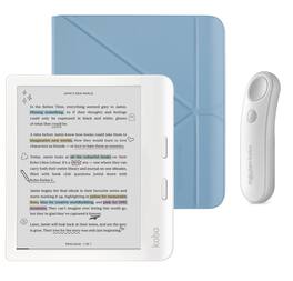 Kobo - Libra Colour (White) eReader with White Remote Bundle - 2024 - Dusk Blue SleepCover
