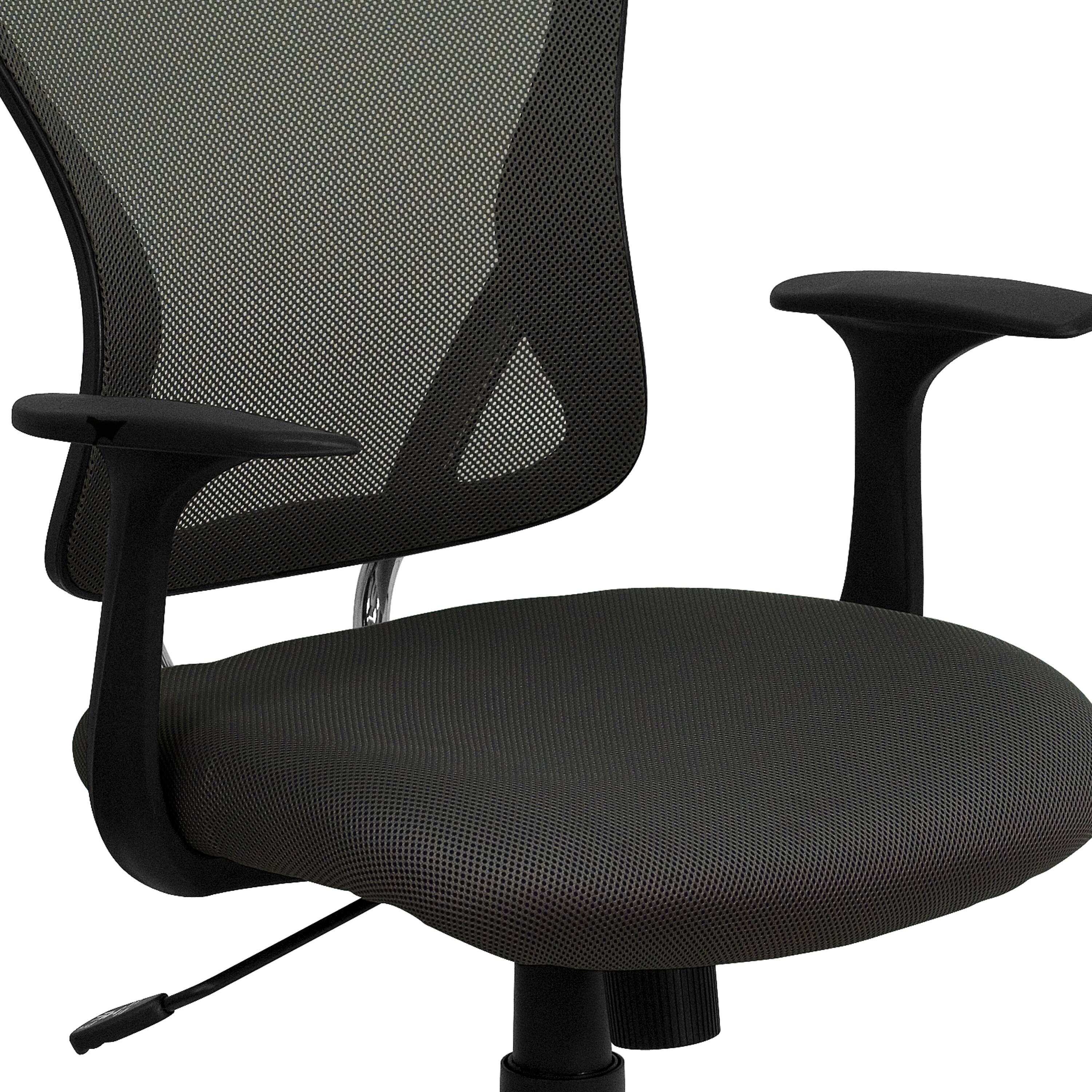 Alt View 9. Emma + Oliver - Mid-Back Mesh Swivel Task Office Chair with Chrome Base and Arms - Dark Gray.