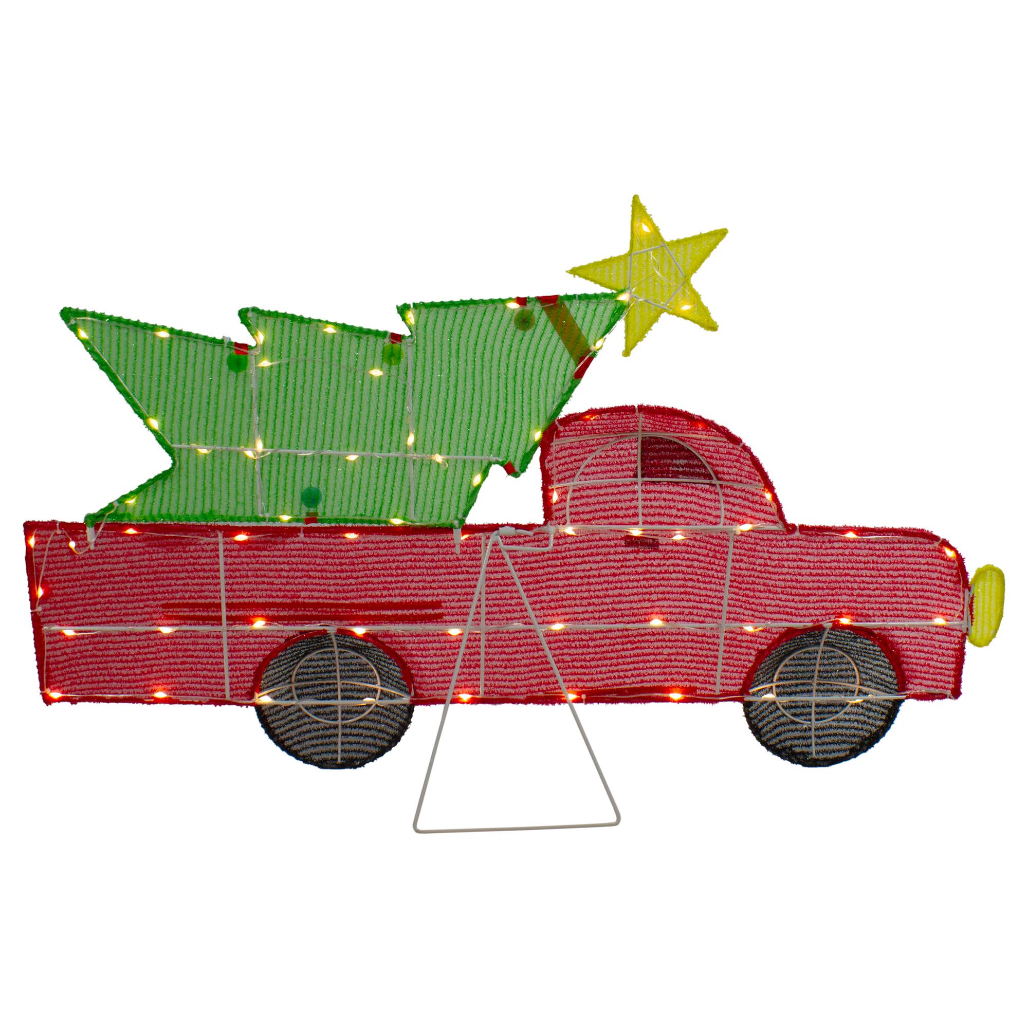 Alt View 5. Northlight - 36" LED Lighted Red Truck with Christmas Tree Outdoor Decoration - Red.