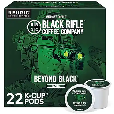 KEURIG GENUINE K-CUP PODS
AMERICA'S COFFEE
BLACK RIFLE COFFEE COMPANY
BEYOND BLACK
DARK
22 K-CUP PODS
BLACK RIFLE COFFEE COMPANY
BEYOND BLACK
KEURIG