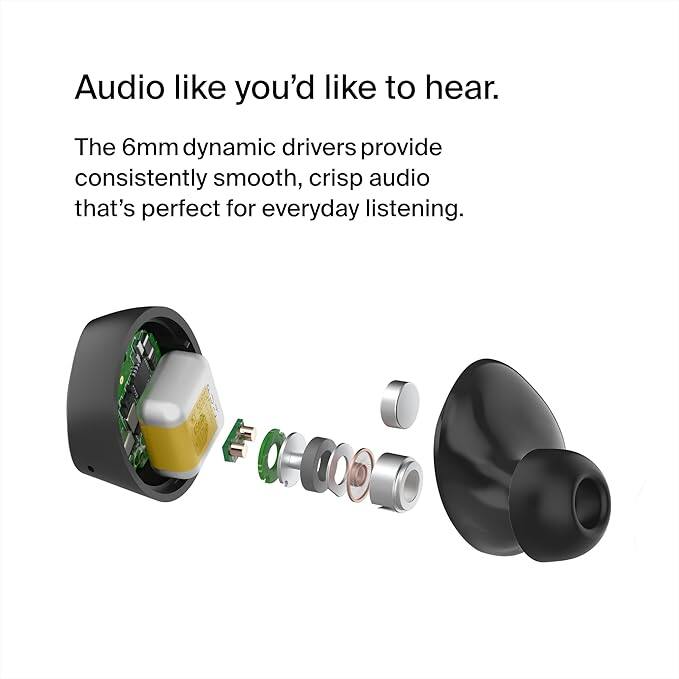 Audio like you'd like to hear.

The 6mm dynamic drivers provide consistently smooth, crisp audio that's perfect for everyday listening.