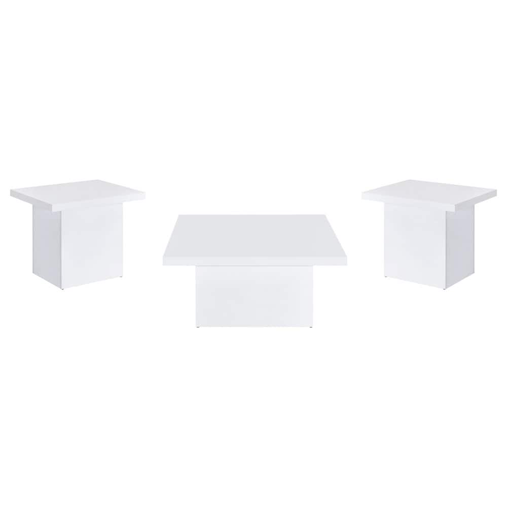 Coaster Co. of America - Devar 3-piece Square Coffee End Table Set - White High Gloss