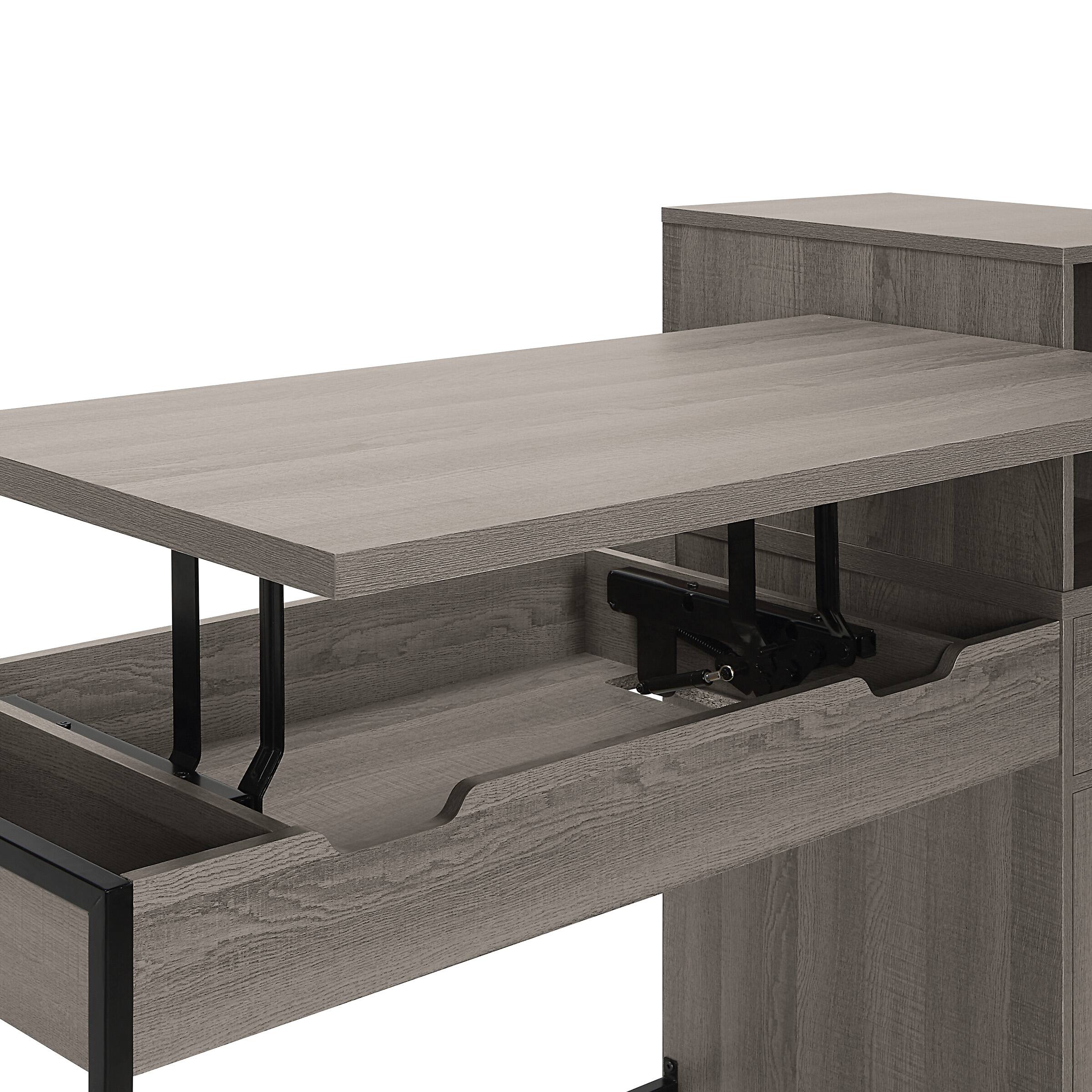 Alt View 15. OSP Home Furnishings - Hagney Lane 54" Wide Sit-To-Stand Desk - Farm Oak.