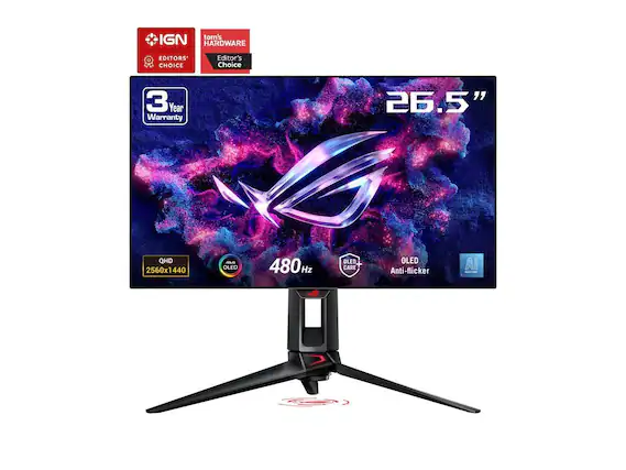 IGN tom's HARDWARE EDITORS CHOICE Editor's Choice 3 Year Warranty 26.5" QHD 2560x1440 / OLED 480Hz OLED CARE OLED Anti-flicker