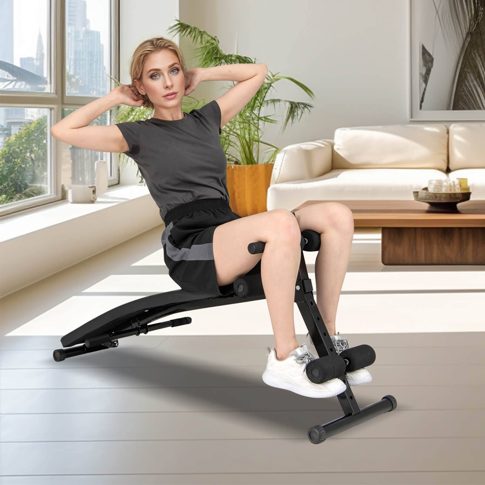 Alt View 13. Costway - Adjustable Decline Sit Up Bench for Exercise with High Density Foam Cushioned Seat - Black.