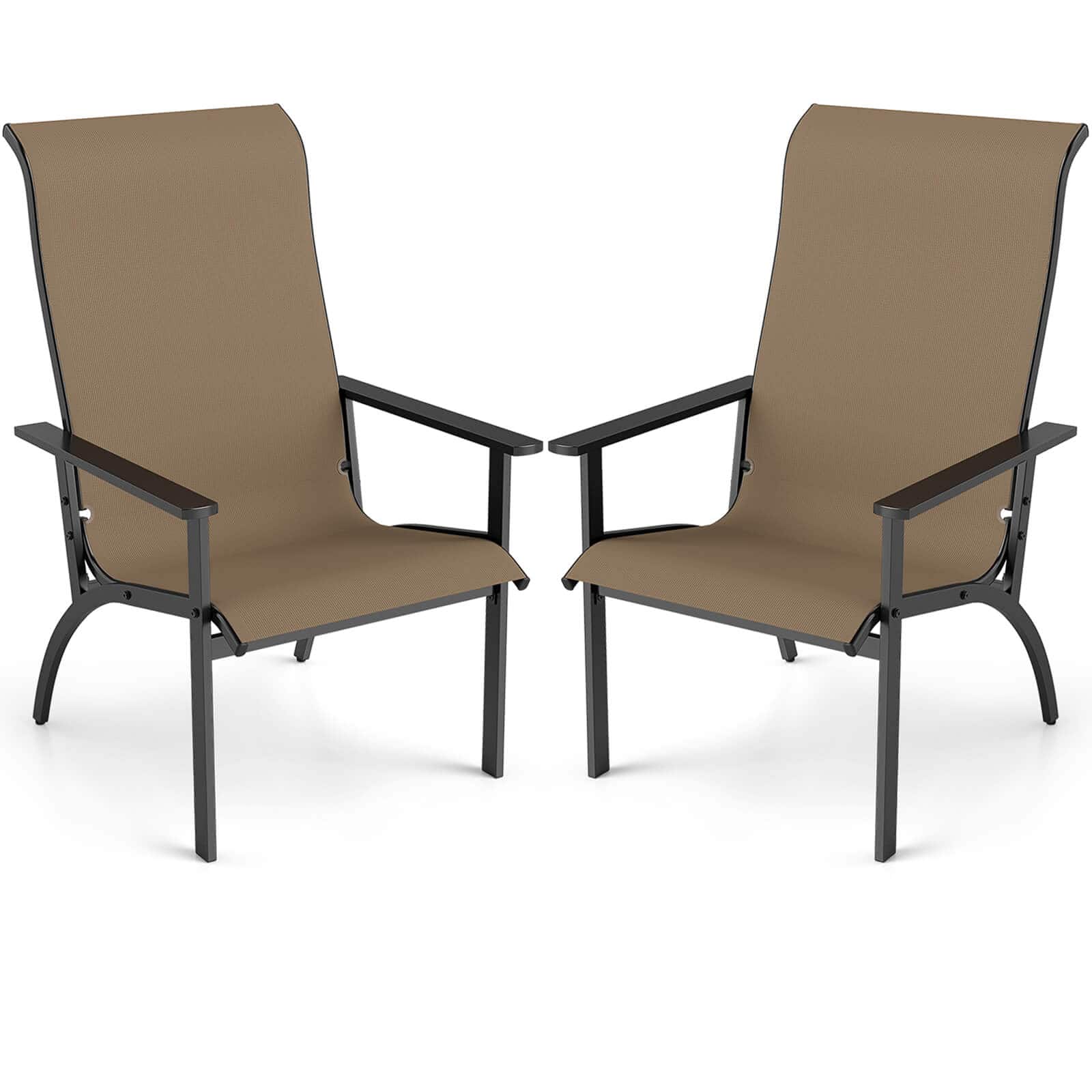 Costway - 2PCS Adirondack Chair with 400 lbs Weight Capacity High Back and Metal Frame - Brown price history on PriceWatchPro