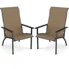 Costway - 2PCS Adirondack Chair with 400 lbs Weight Capacity High Back and Metal Frame - Brown