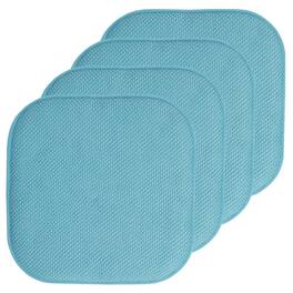 Sweet Home Collection - Honeycomb Memory Foam No Slip Back 16" x 16" Chair Pad Cushion, 4-Pack - Teal