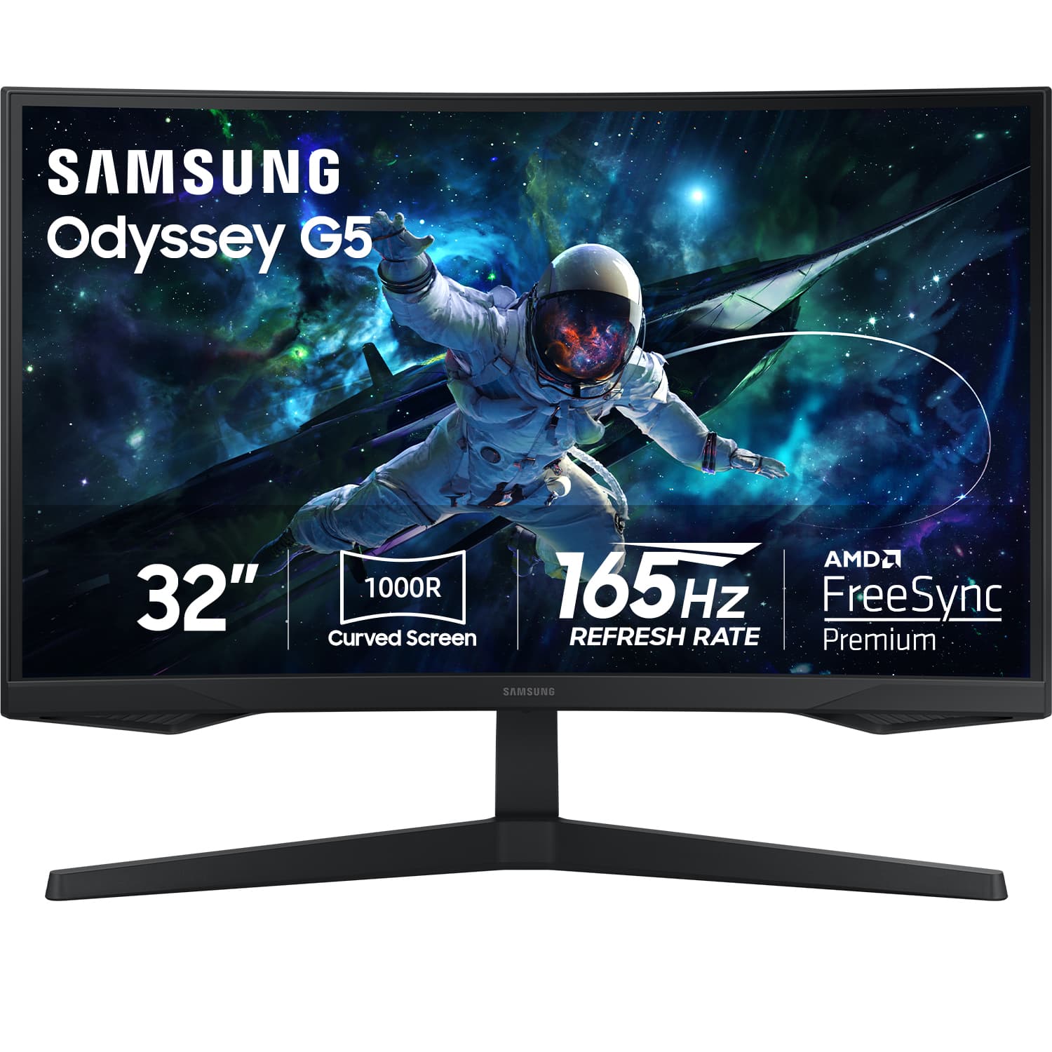 Samsung - 32" Odyssey 1000R Curved QHD 165Hz 1ms AMD FreeSync Gaming Monitor (DP, HDMI) - Black - Front_Zoom
