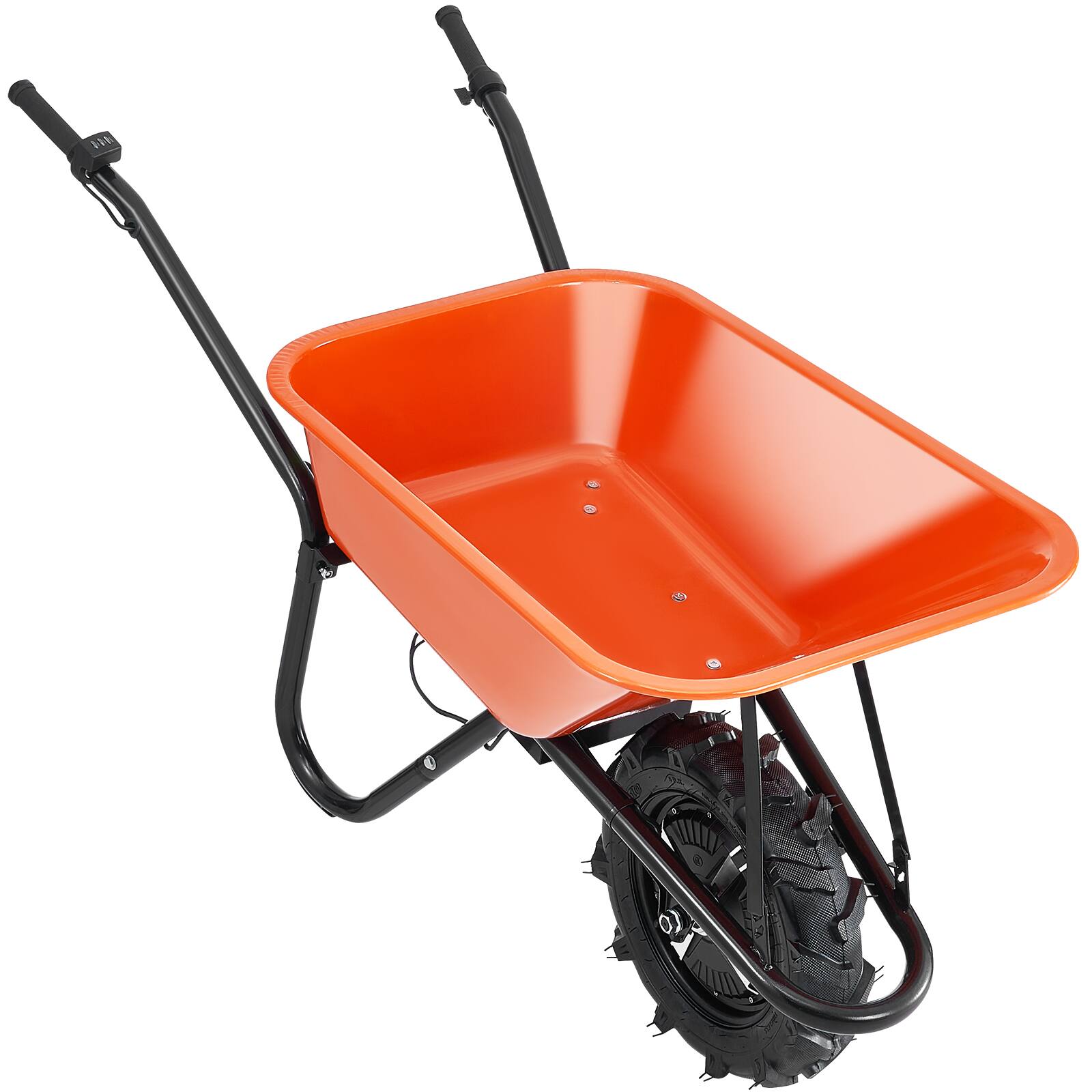 Alt View 5. VEVOR - Electric Wheelbarrow Cart, 500W Powered Utility Garden Wagon Dump Cart, 5 Cu. Ft. Load & 330 lbs Capacity - Orange + Black.