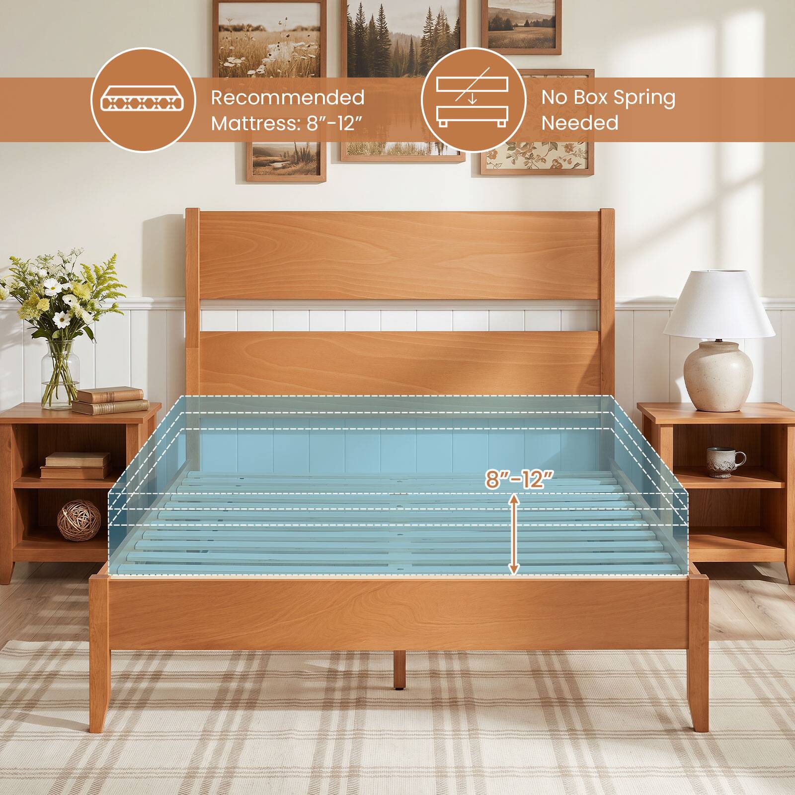 Recommended Mattress: 8"-12" No Box Spring Needed
