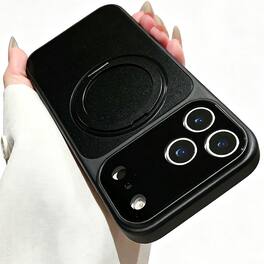 Dteck - for Apple iPhone 17 Pro Magnetic Kickstand Case,Shockproof PC TPU Wireless Charging Cover with Metal Ring Holder - Black