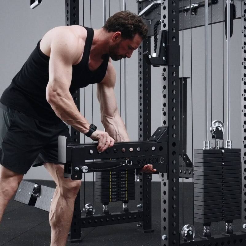 Alt View 6. Mikolo - ANUBIS™-2.0 Elite Half Rack Functional Trainer With Dual Weight Stacks - Black.