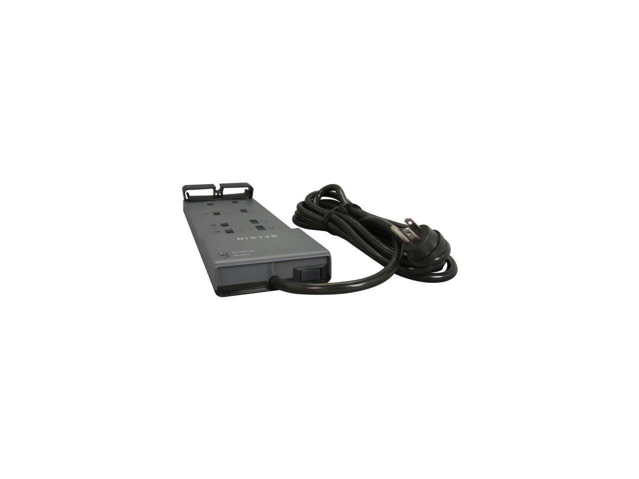 Alt View 2. Belkin - BELKIN BE108230-12 12 Feet 8 Outlets 3390 Joules Surge Protector w/ Telephone Line/Coaxial Protection/Extended Cord - Black.