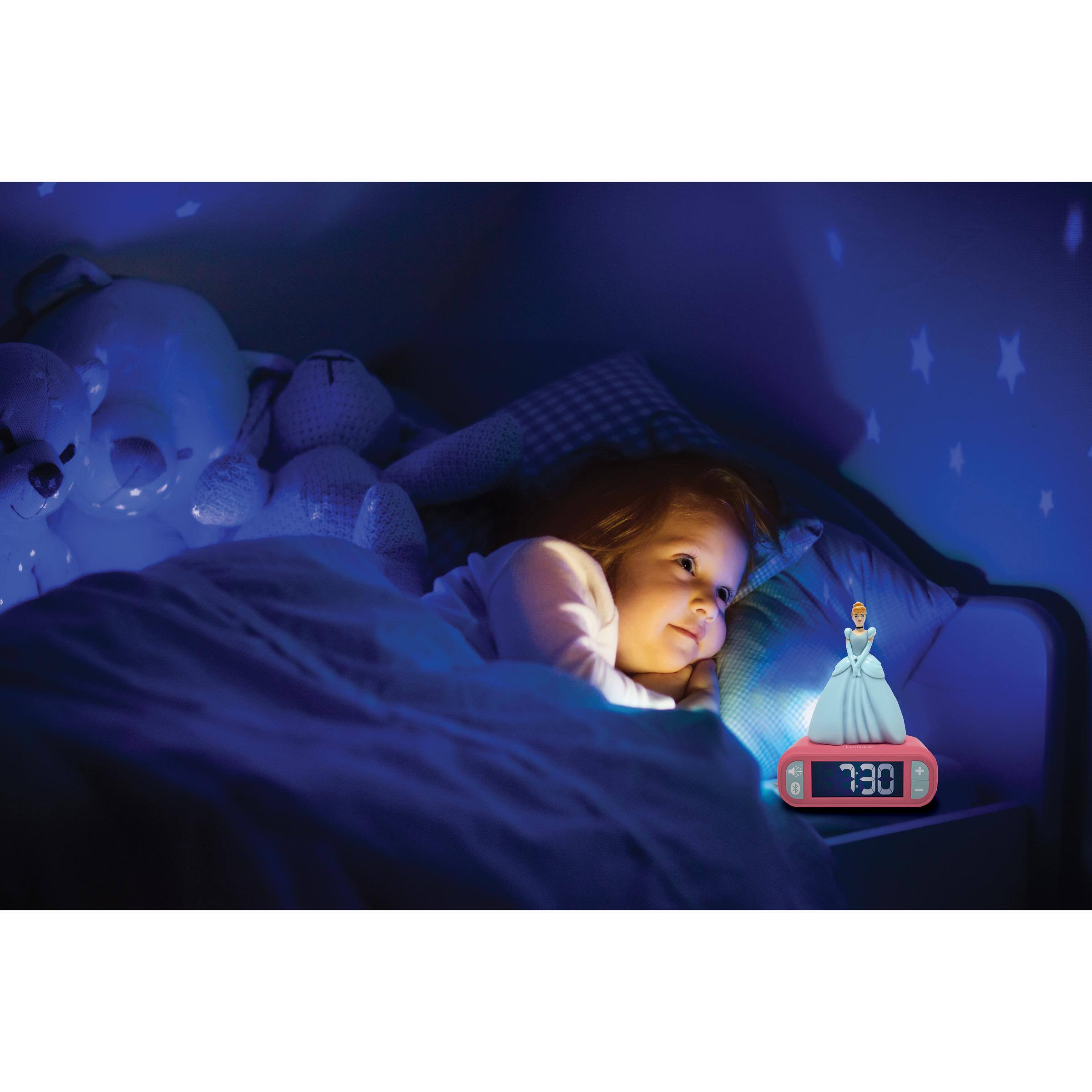 Alt View 3. Lexibook - Digital alarm clock with 3D Princess night light. Bluetooth speaker and sound effects - PINK.