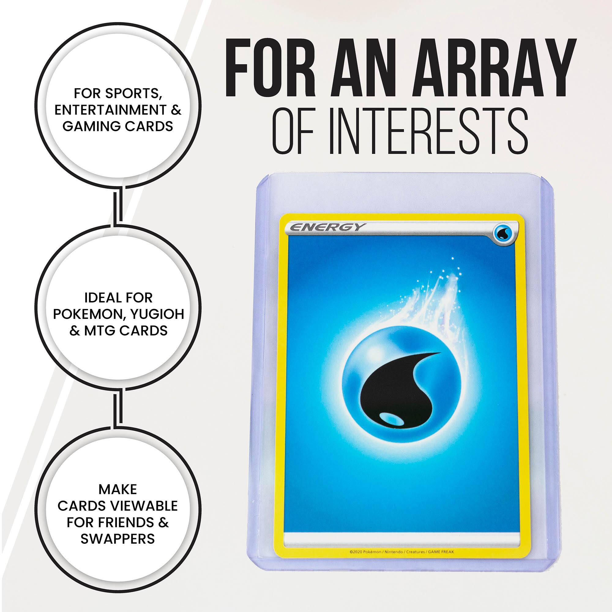 FOR AN ARRAY OF INTERESTS

FOR SPORTS, ENTERTAINMENT & GAMING CARDS

IDEAL FOR POKEMON, YUGIOH & MTG CARDS

MAKE CARDS VIEWABLE FOR FRIENDS & SWAPPERS