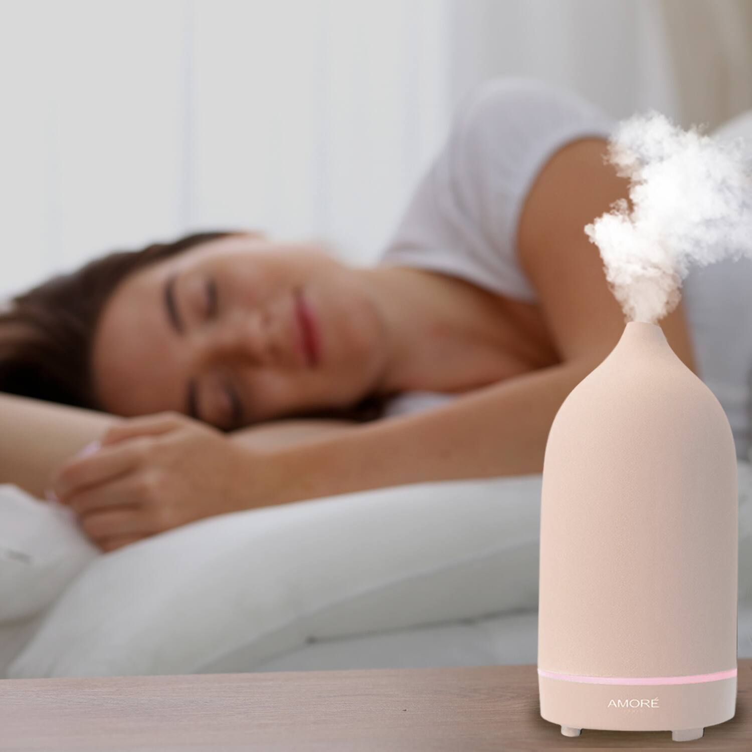 Left. Amore Paris - Ultrasonic Ceramic Aromatherapy Diffuser - Pink - Pink.