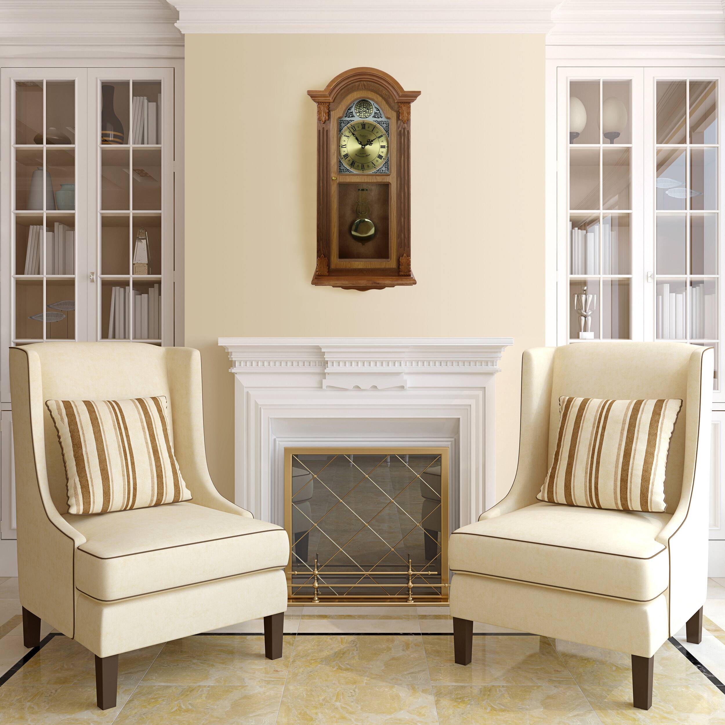 Alt View 5. Bedford Clock Collection - Bedford Clock Collection Honey Oak Chiming Pendulum Wall Clock - Brown.