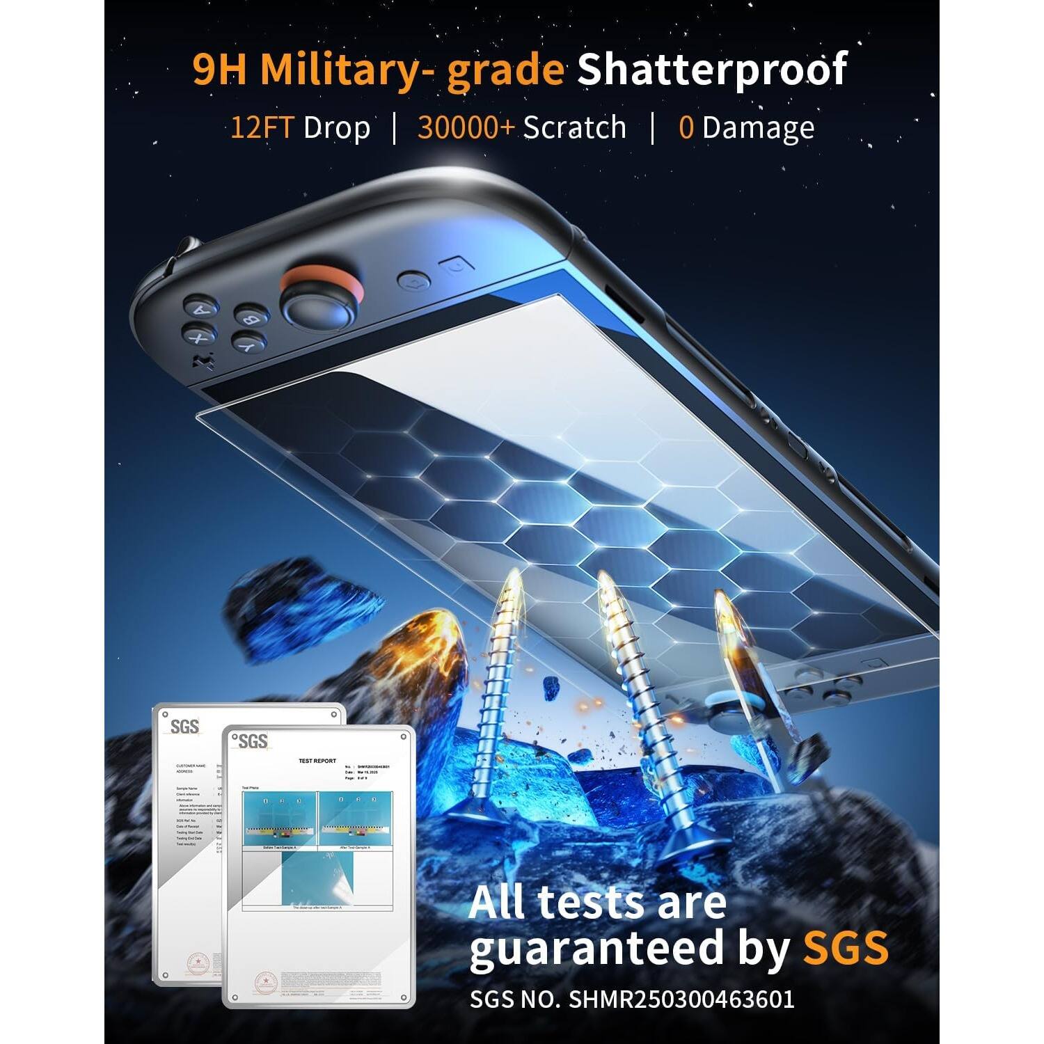9H Military-grade Shatterproof  
12FT Drop | 30000+ Scratch | 0 Damage  

All tests are guaranteed by SGS  
SGS NO. SHMR250300463601