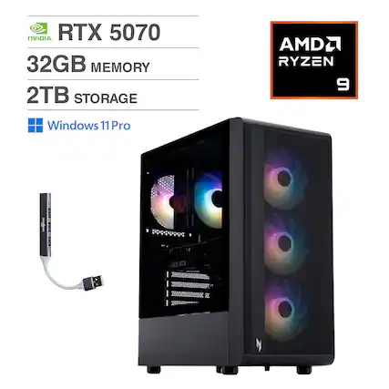 NVIDIA RTX 5070
32GB MEMORY
2TB STORAGE
AMD RYZEN 9
Windows 11 Pro