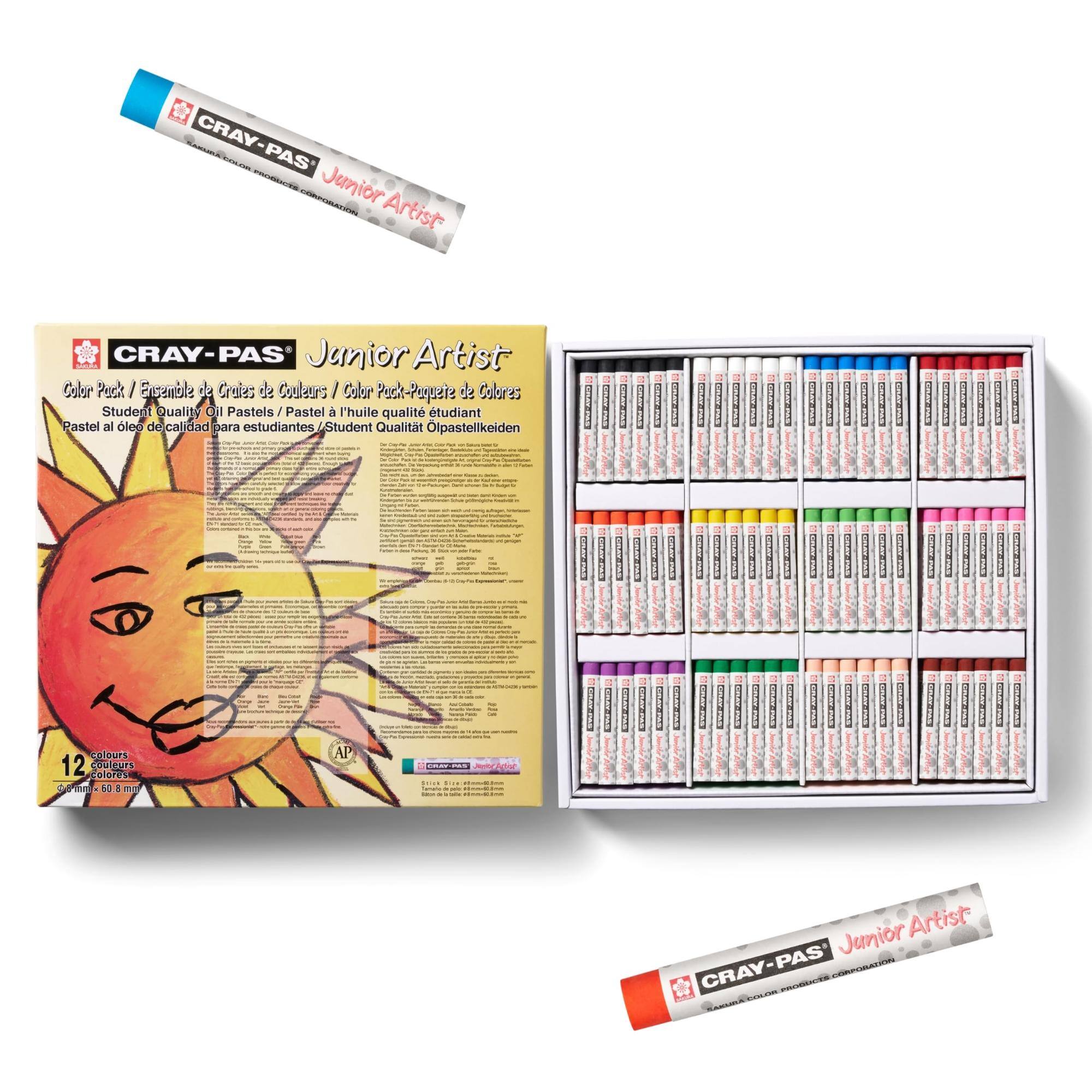 CRAY-PAS PRODUCTS Junior CORPORATION Artist  
CRAY-PAS Janior Artist Color Pack Ensamble Choice Couleurs Color Pack-Puquete de Colores Student Quality Oil Pastels Pastel l'huile qualit tudiant Pastel al leo de calidad para estudiantes Student Qualitt Olpastellkeiden  
M  
3  
3  
3  
CHEE-BEE  
EN  
-  
-  
-  
-  
sop-ding  
CheyPor  
camese  
3  
3  
3  
-  
colours 12 couleurs colores  
AP  
Drink In #0mmo048mm  
Junior Artist CRAY-PAS COLOR PRODUCES CORPORATION SAKURA