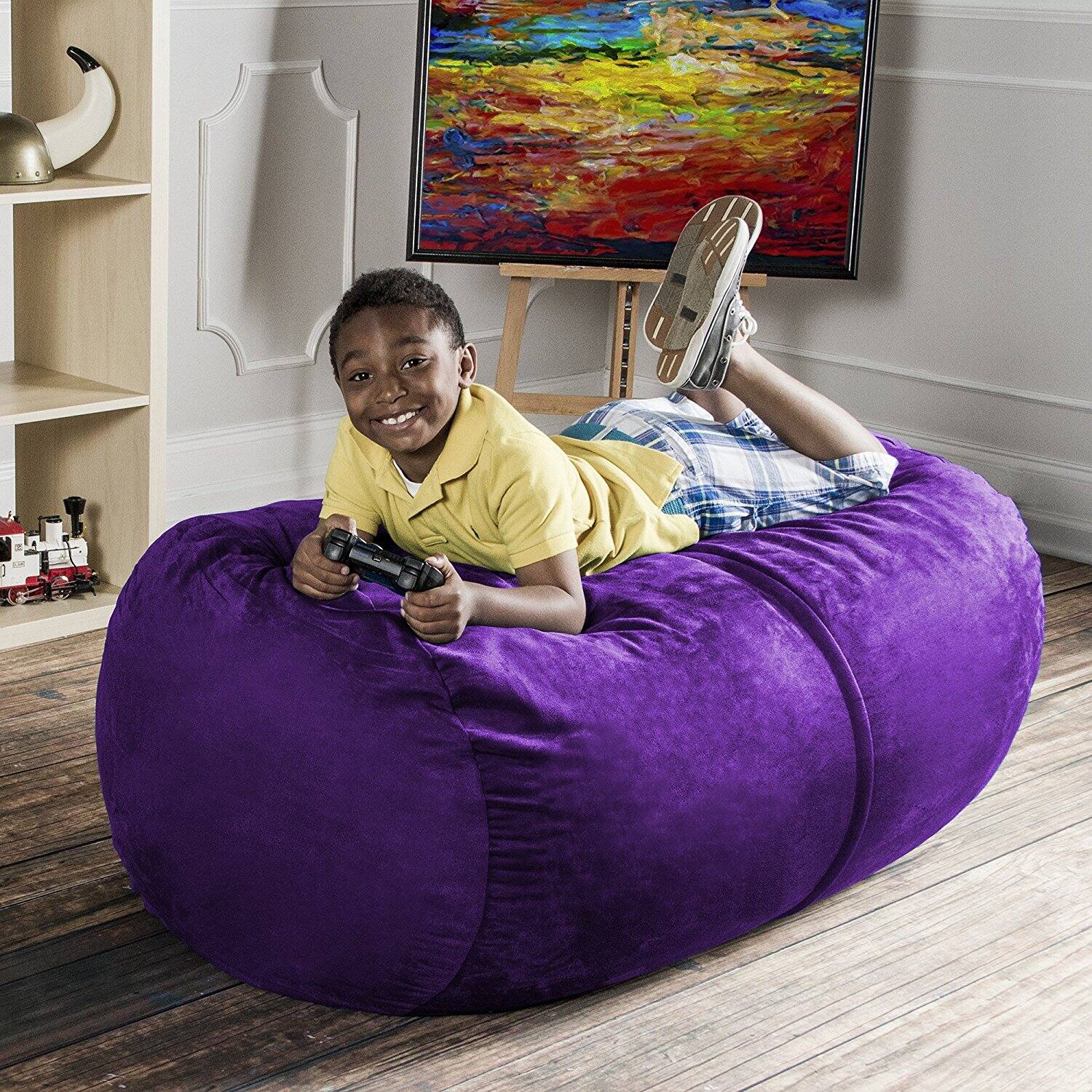 Back. Jaxx - Jaxx Sofa Saxx 4-foot Bean Bag Lounger, Grape - Purple.