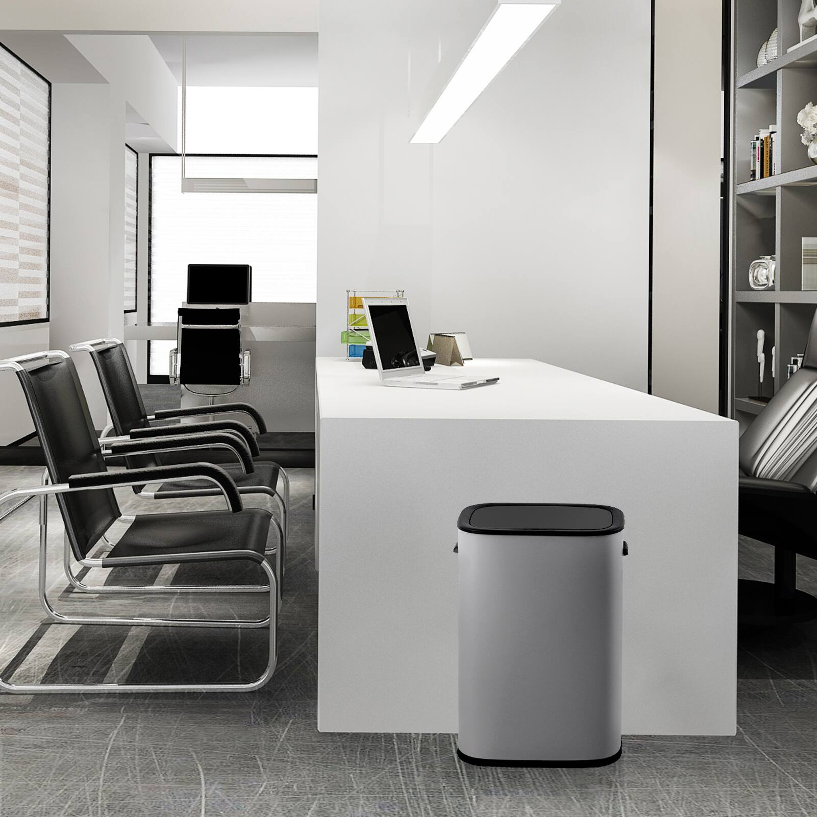 Alt View 5. Acekool - Stainless Steel Waste Bin 13 Gallon Motion Sensor Trash Can Smart Trash Can for Bathroom Bedroom Kitchen.