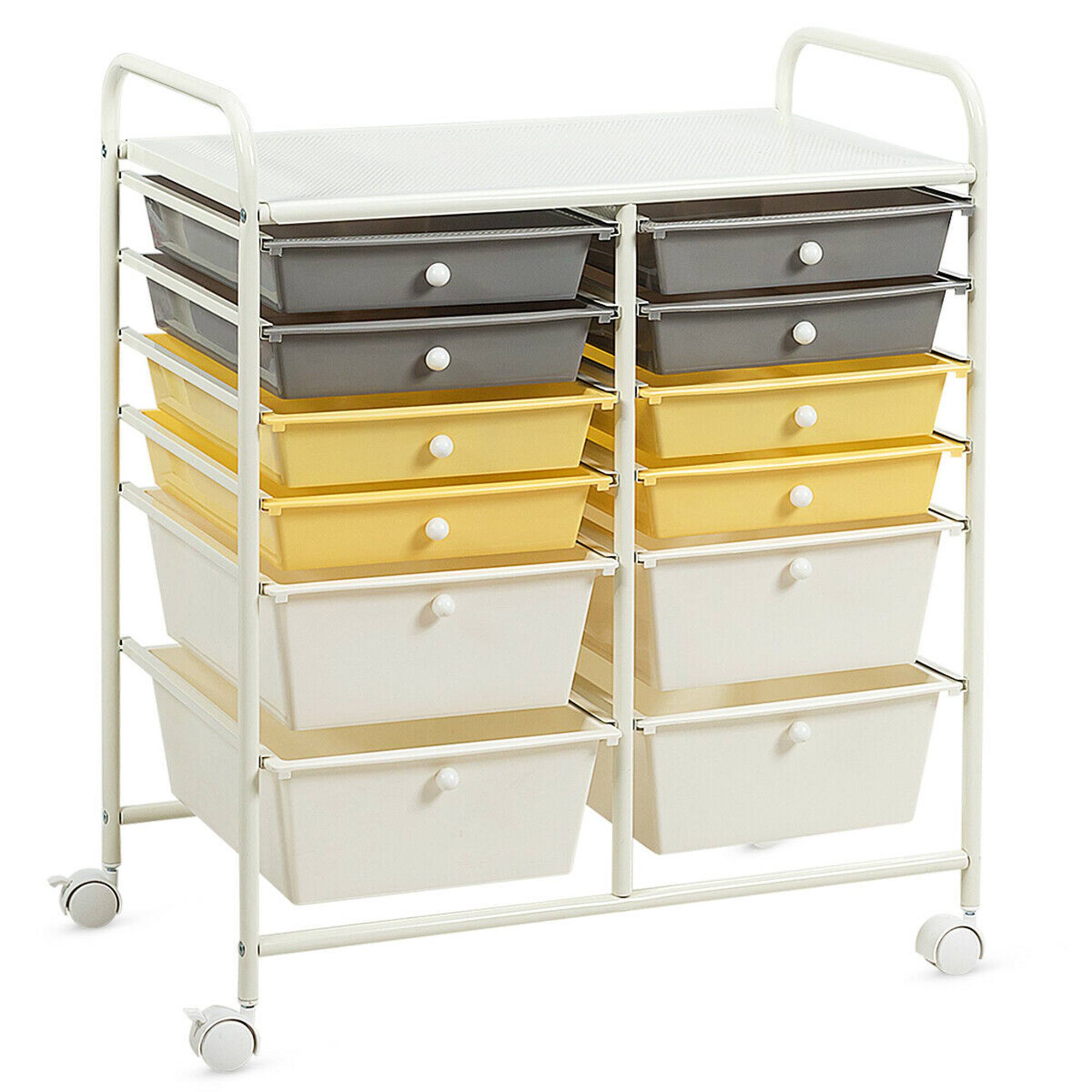 Alt View 2. Gymax - Gymax Office Rolling Cart 12 Storage Drawer Studio Organizer Bins Scrapbook Paper - Multicolor.