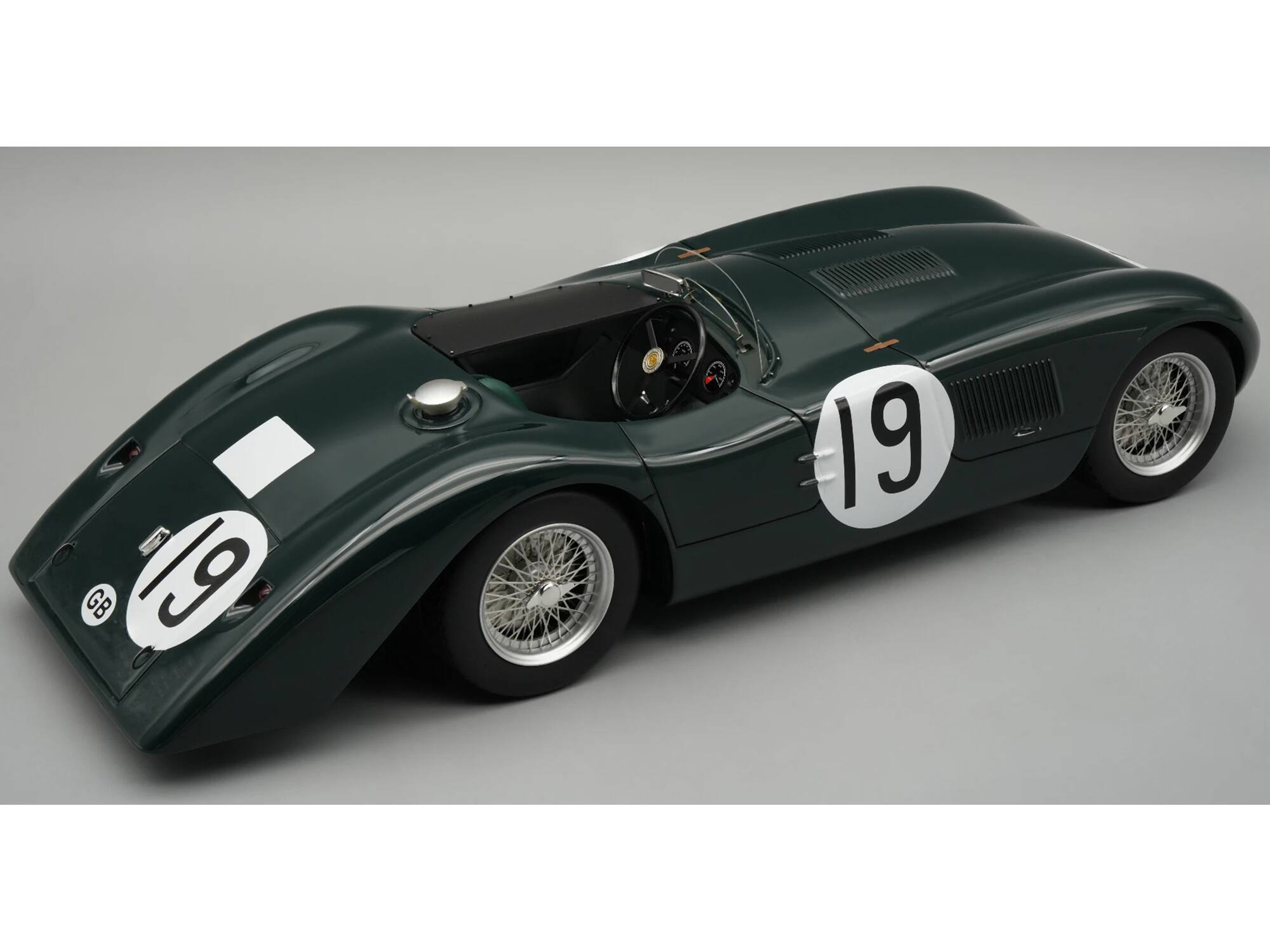 Alt View 1. Tecnomodel - Jaguar C-Type Longtail #19 "24 Hours of Le Mans" (1952) "Mythos Series" with Display Case 1/18 Model Car by Tecnomodel.