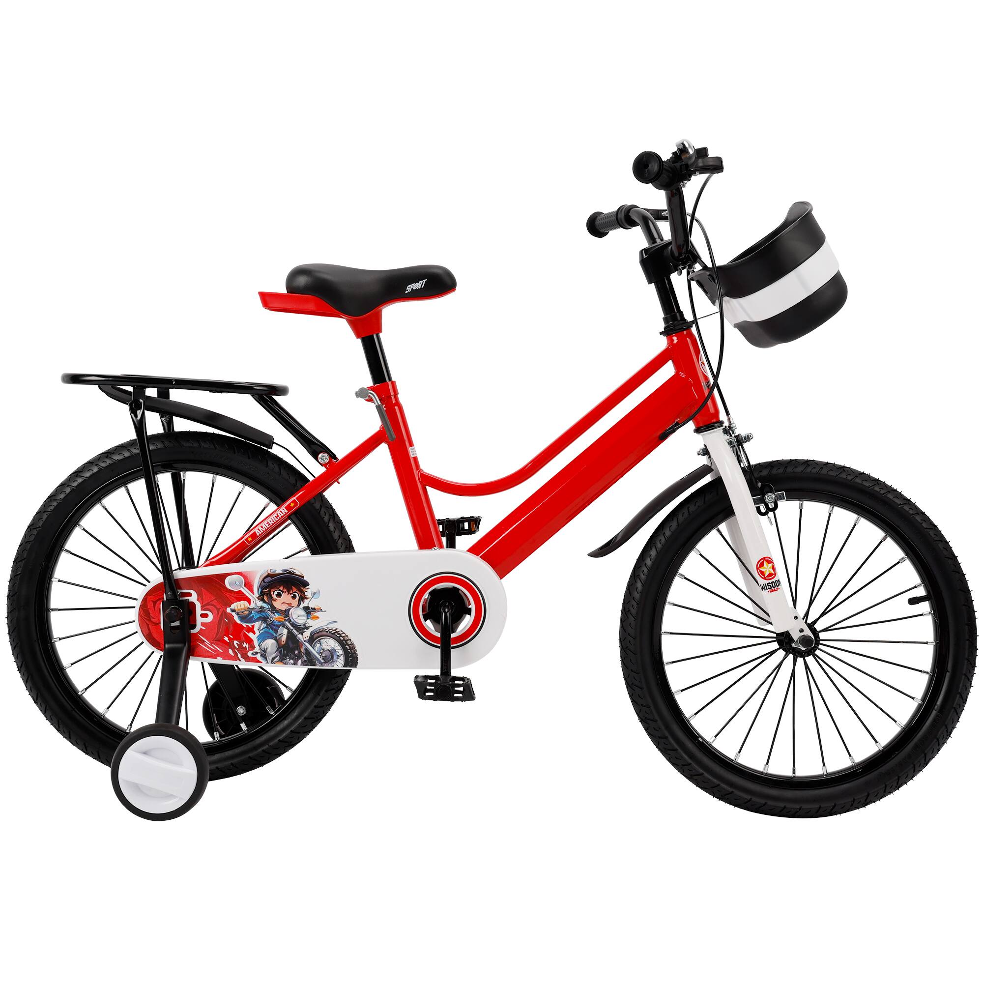 Angle. Topteng - ​​16" Kids Bike for Boys and Girls with Training Wheels,Basket, Dual Brakes, Adjustable Handlebars & Seat​, Red - Red.