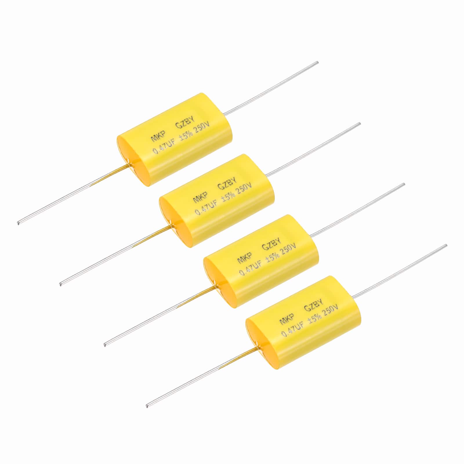 Unique Bargains - 4pcs 0.47uF Frequency Divider Capacitor, 250V Audio Speaker Crossover Non-Polarity Polypropylene MKP Film Capacitor - Yellow price history on PriceWatchPro