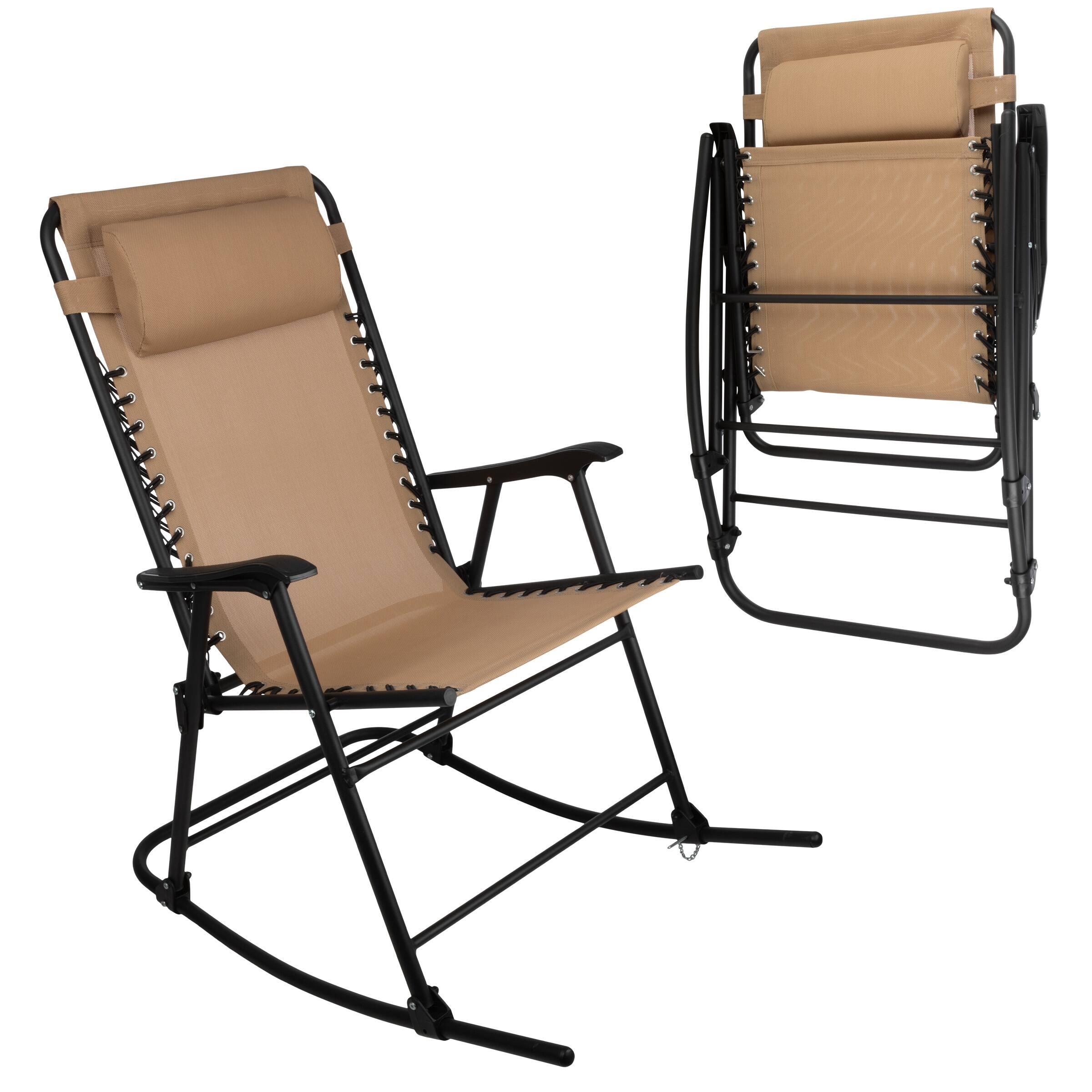 Lavish Home - Folding Outdoor Rocking Chair - Beige
