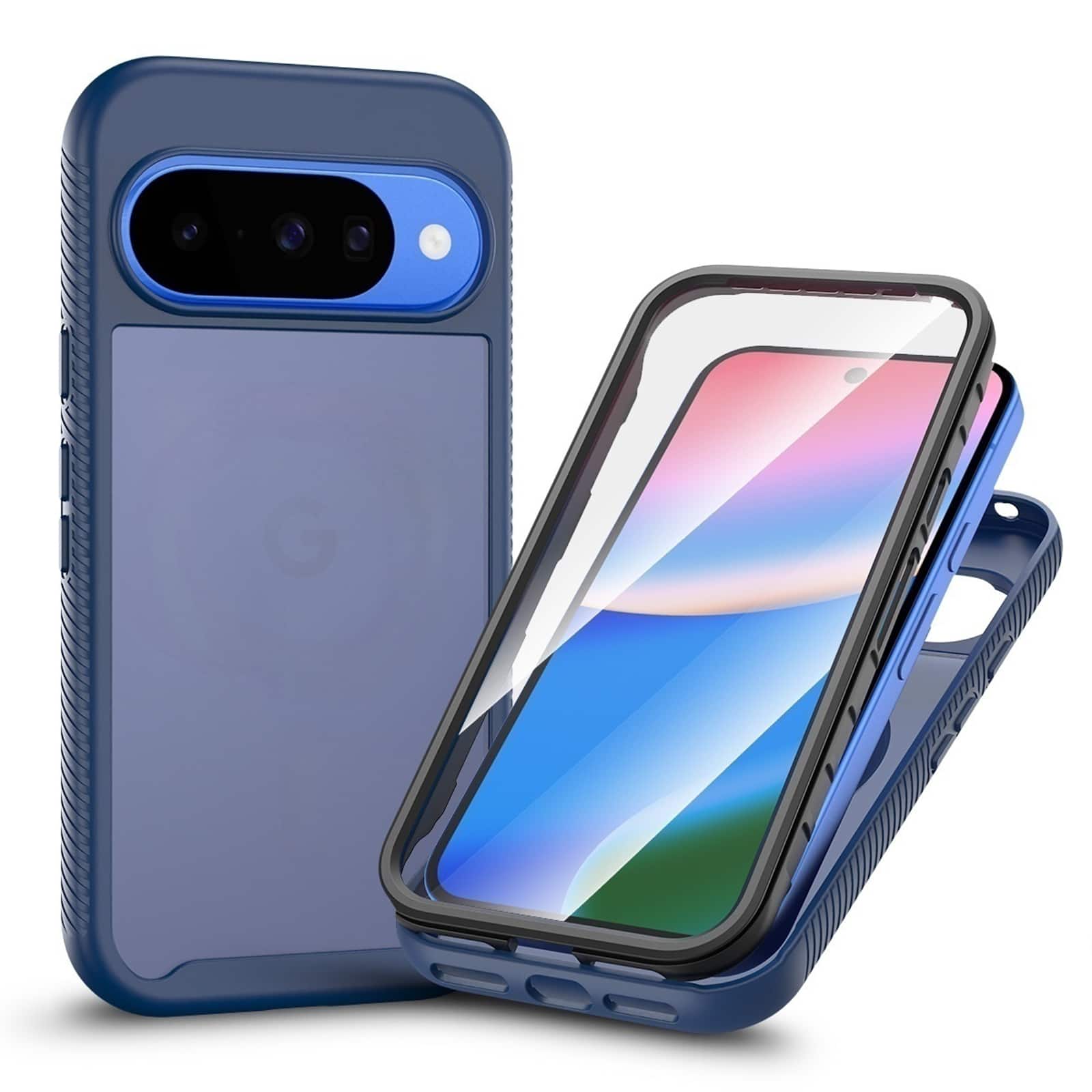 Dteck - Shockproof Phone Case for Google Pixel 11 Pro XL with Screen Protector, Translucent Matte Cover, Side Non Slip Texture - Darkblue price history on PriceWatchPro