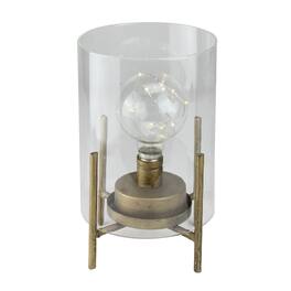 Melrose - 10” Glass Hurricane Cylinder Lantern with LED Fairy Light Bulb - Clear