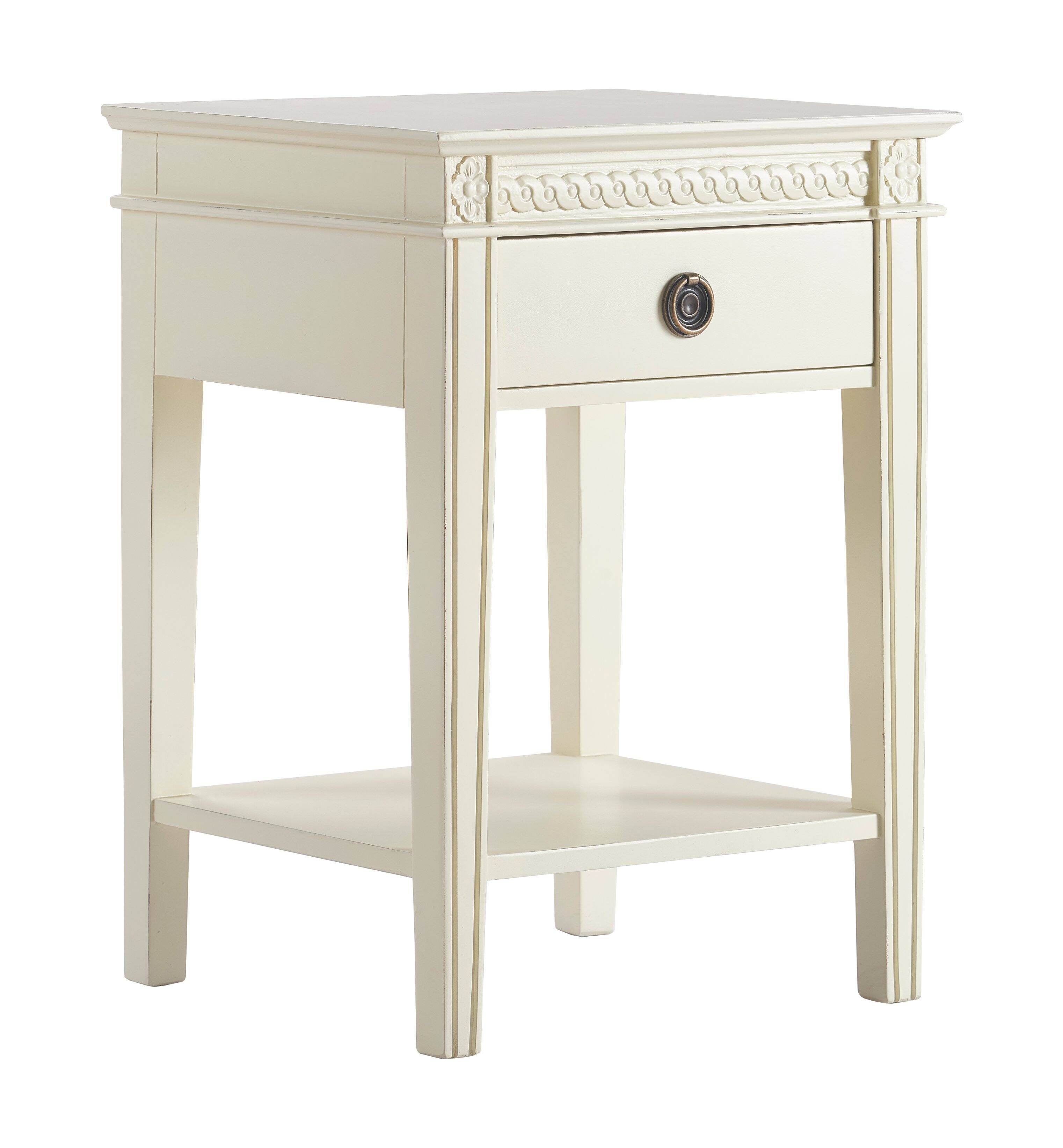 Back. Finch - Finch Westport 1 Drawer End Table, Vintage Cream - Reclaimed Oak.