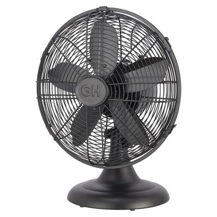 Front. Good Housekeeping - Good Housekeeping All-Metal Oscillating Retro Desk Fan, 12 Inch, Breezewave - Breezewave.