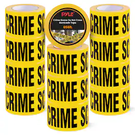 Pyle - 12 Pieces Crime Scene Do Not Cross Tape Set - 200 Meters Long Tape Roll - Yellow