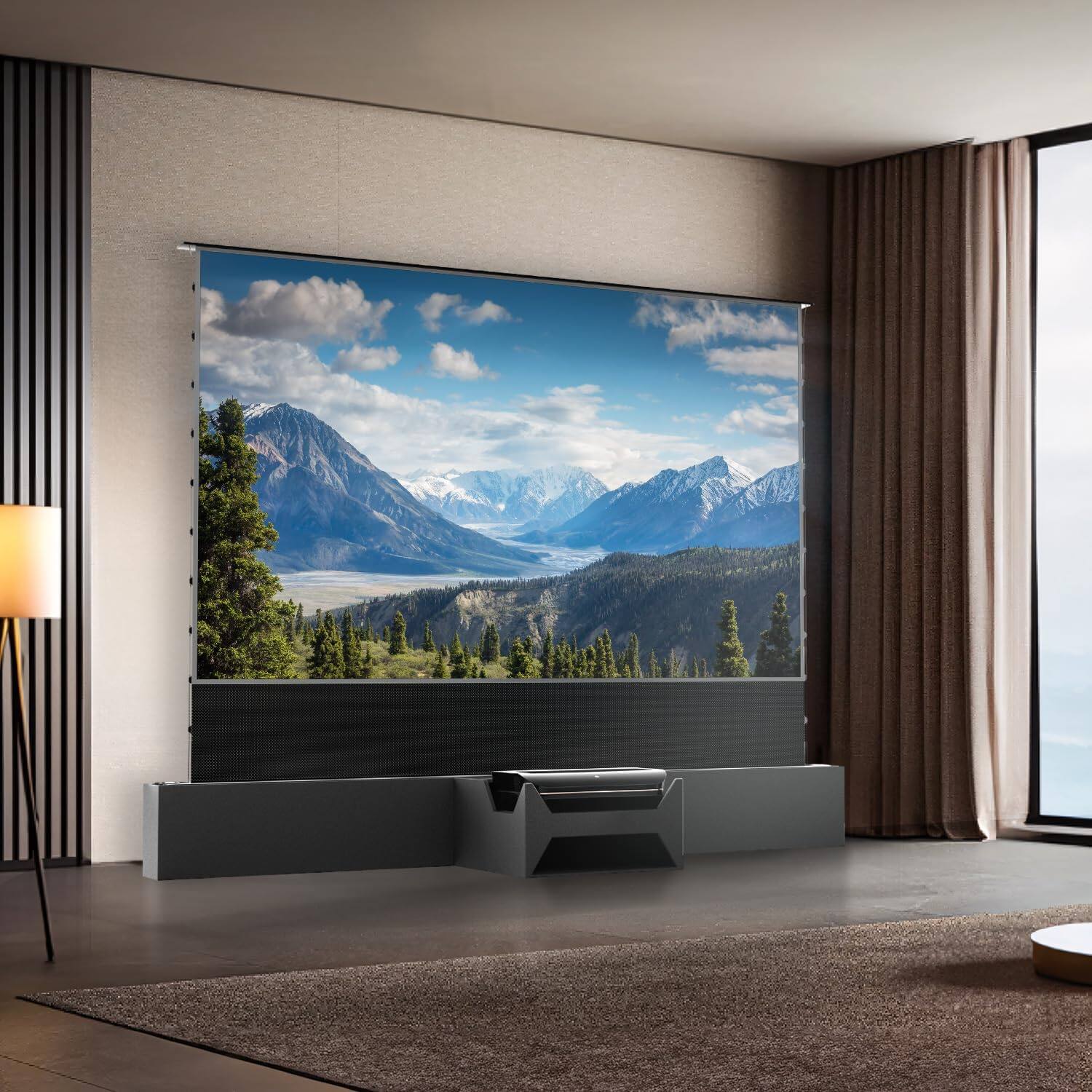 Alt View 3. AWOL Vision - AS-C100 Projector Station Only, Integrated TV Stand Cabinet for AWOL UST Projector and 100 inch Floor Rising Screen - Black.