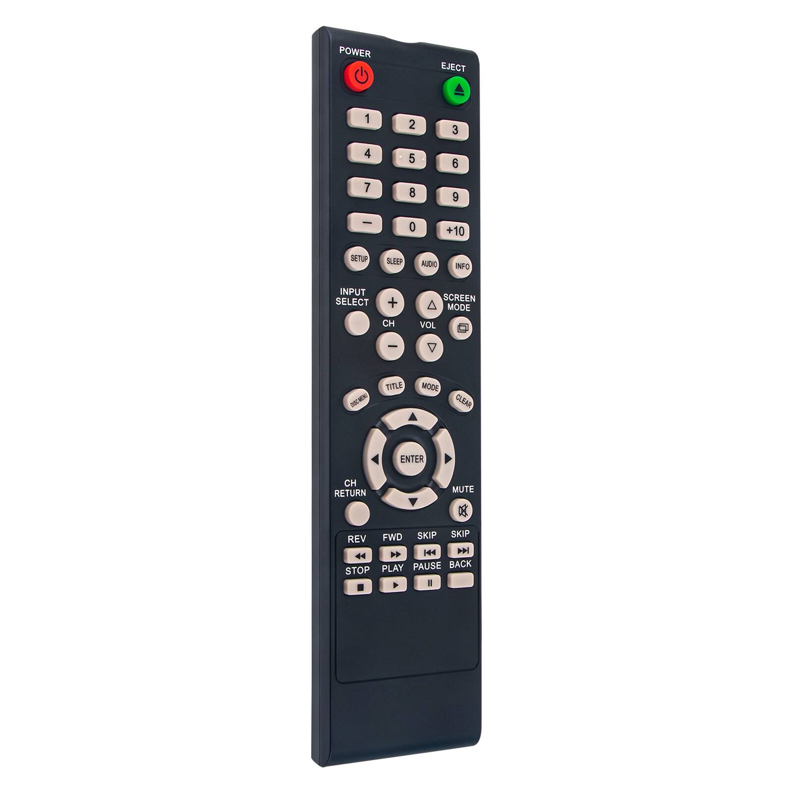 POWER EJECT 1 2 3 4 5 6 7 8 9 0 +10 SETUP SLEEP AUDIO INFO INPUT SELECT + CH SCREEN MODE VOL I SCR TITLE MODE CLEAR ENTER CH RETURN MUTE 08 FWD SKIP SKIP REV 144 PLAY PAUSE BACK STOP P
