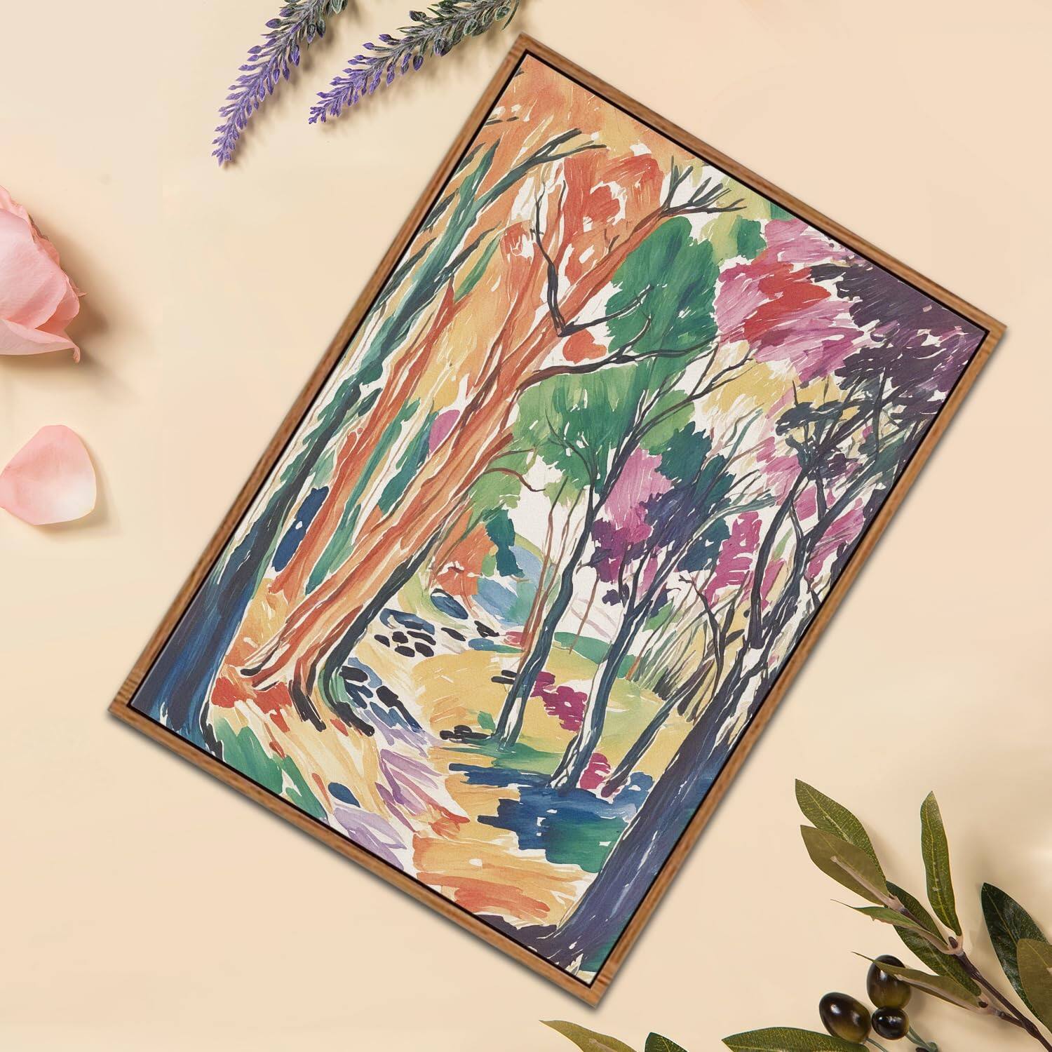 Alt View 4. Hirose Alice - CHDITB Matisse Gallery Framed Canvas Wall Art Set Large Museum Exhibition Wall Decor Abstract Matisse Garden - Geometric Floral 16"L x 24"W.