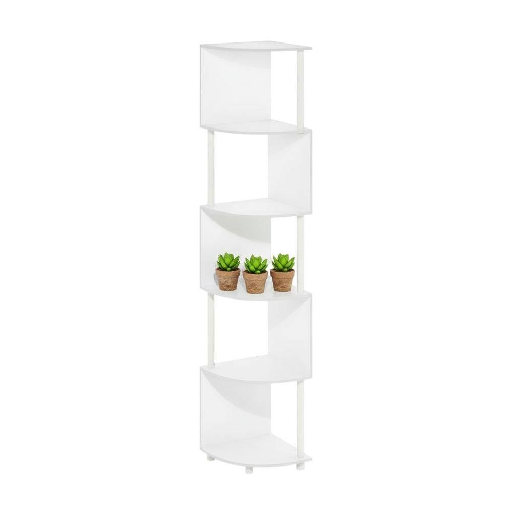 Back. FurniFact - Engineered Wood bookcase with open storage design for home or office use - White/White.