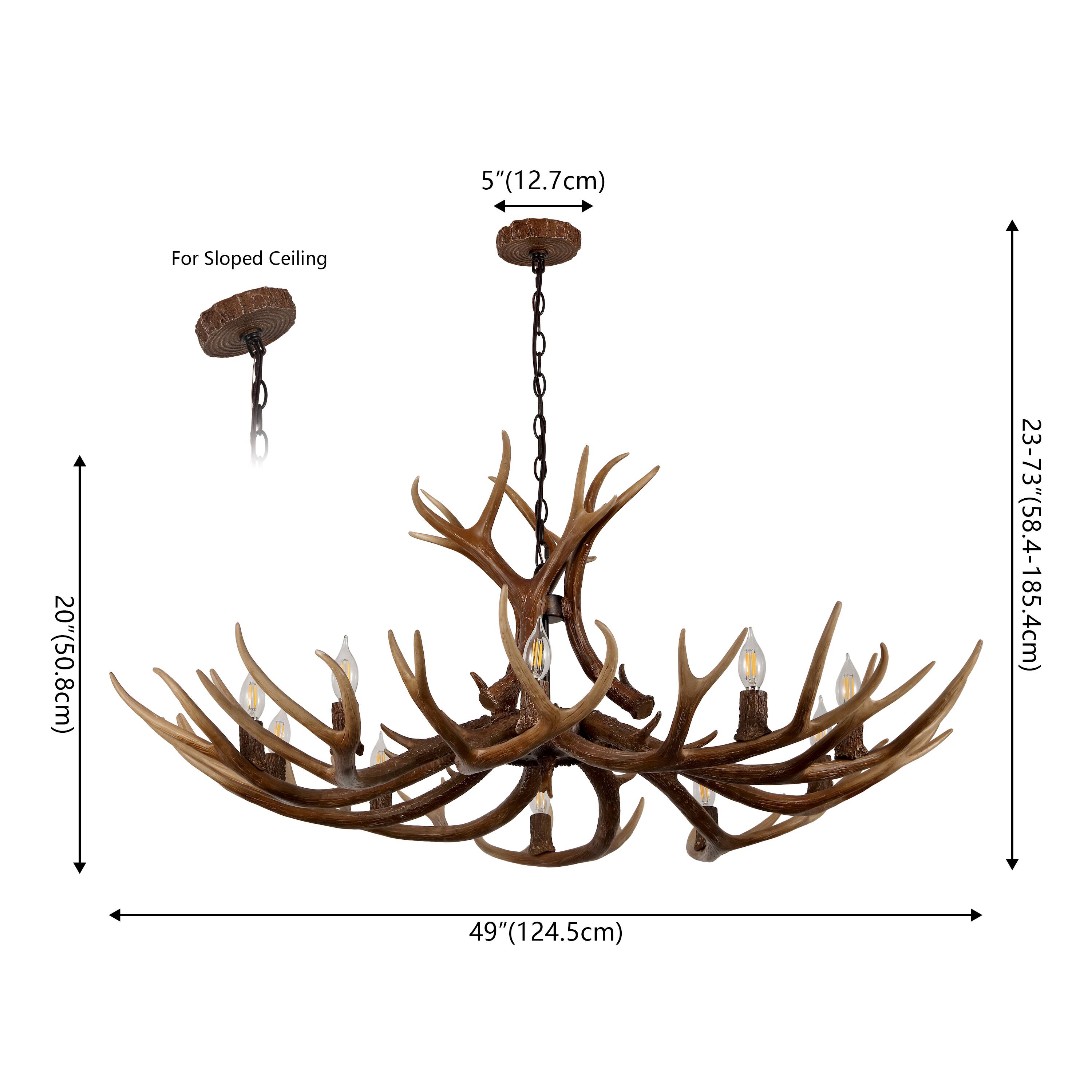 5" (12.7cm) For Sloped Ceiling  
20" (50.8cm)  
23-73" (58.4-185.4cm)  
49" (124.5cm)