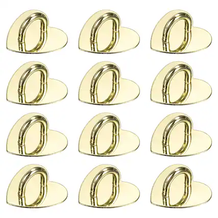 Front. Unique Bargains - Metal Phone Charm Hook 1", 12pcs Adhesive Heart Shaped Finger Grip for Smartphones Keychain Tablet Case Accessories - Gold.