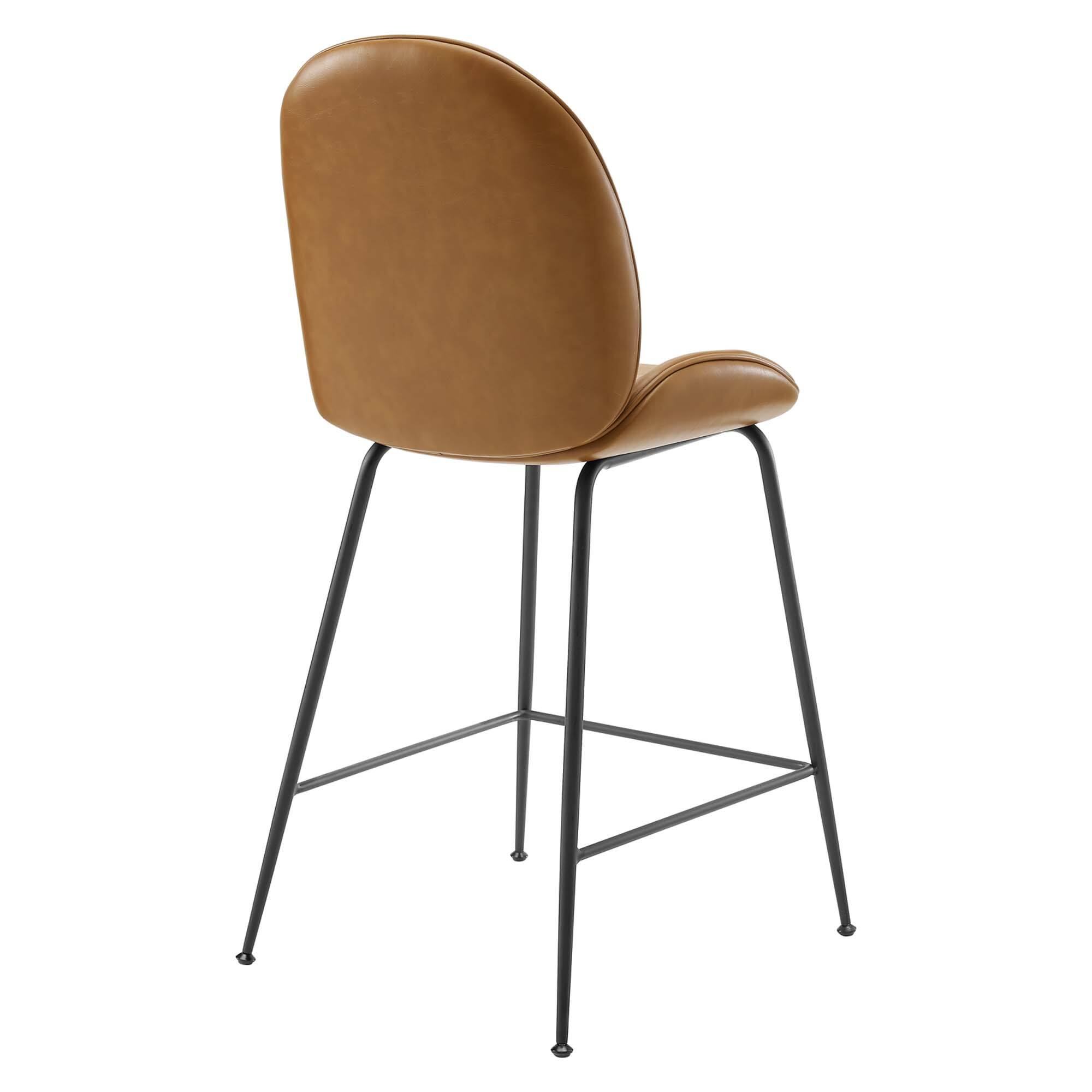 Left. Modway - Scoop Black Powder Coated Steel Leg Vegan Leather Counter Stool by Modway - Brown.