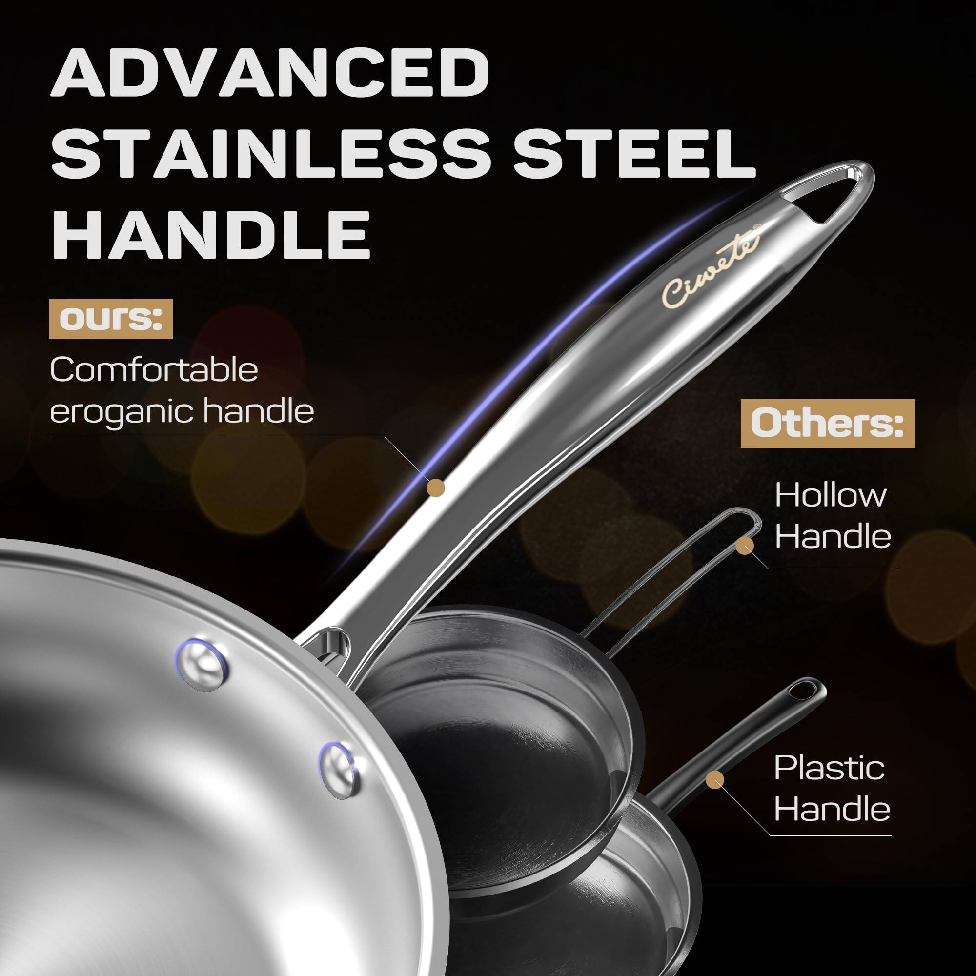 ADVANCED STAINLESS STEEL HANDLE

ours:
Comfortable ergonomic handle

Others:
Hollow Handle
Plastic Handle