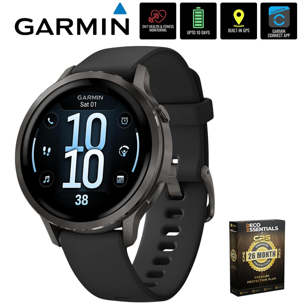 Garmin - Venu 4, 41 mm GPS Smartwatch, Slate with Black Band + 26 Month Protection - Slate|Black - (2025)